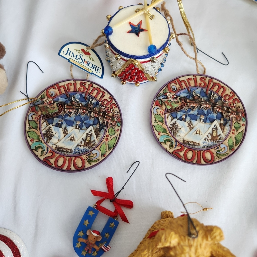 Ornaments Lot Of 17 Red White & Blue Blown Glass Vintage,Jim Shore,Kurt S Adler - Picture 7 of 16
